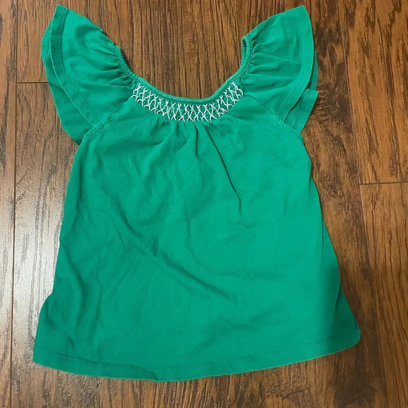 Janie & Jack Green Flutter Sleeve Tank Top, Size 4, Smocked, Buttons, Girl - Picture 1 of 5